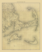 Cape Cod & Islands 1844 Borden - Old Map Custom Print CC-All