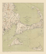 Cape Cod 1892 Walker (Green Water) - Old Map Custom Print