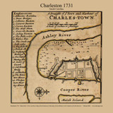 Charleston, South Carolina, 1731 Moll Map of New England Excerpts