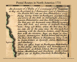 Postal Routes in North America, 1731 Moll Map of New England Excerpts