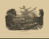 Lake Massawippi, Vermont 1839 - Boarding School on Wheels Landscape View Reprint