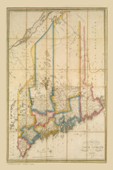 Maine 1820 Greenleaf - Old State Map Reprint