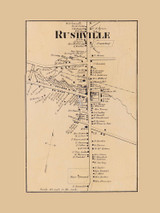 Rushville, New York 1865 Old Town Map Custom Print - Town of Potter, Yates Co.