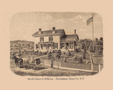 Picture of James A. Belknap Residence, New York 1865 Old Town Map Custom Print - Town of Jerusalem, Yates Co.