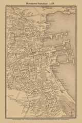 Nantucket Downtown - Massachusetts 1858 Old Town Map Custom Print - Nantucket Co.