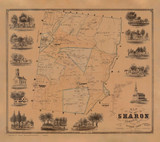 Sharon 1853 Clark - Old Map Reprint - Connecticut Cities Other