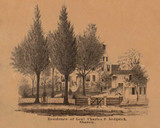 Residence of  Gen Charles F. Sedgwick - Sharon Connecticut 1853 Old Town Map Custom Print - Excerpt from Sharon Town Map