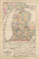 Michigan - Railroads 26-27, Michigan 1873 Old Map Reprint - Walling State Atlas