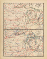 Michigan - Climatology Spring/Autumn 46, Michigan 1873 Old Map Reprint - Walling State Atlas