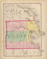 Alpena 54, Michigan 1873 Old Map Reprint - Walling State Atlas