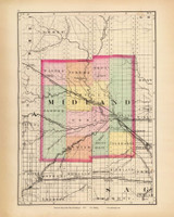 Midland 76, Michigan 1873 Old Map Reprint - Walling State Atlas