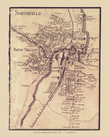 Depot Village, Northfield, Vermont 1858 Old Town Map Custom Print - Washington Co.