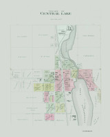Central Lake Village, Michigan 1897 Old Map CUSTOM Print - Antrim Co. 22-23