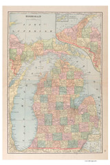 Michigan State Map, Michigan 1901 Old Map Print - Benzie Co. 31