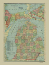 Michigan State Map, Michigan 1903 Old Map Print - Manistee Co. 62x
