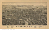 Glens Falls, New York 1884 Bird's Eye View - Old Map Reprint