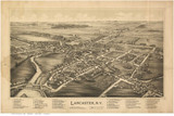 Lancaster, New York 1892 Bird's Eye View - Old Map Reprint