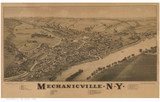 Mechanicville , New York 1880 Bird's Eye View - Old Map Reprint