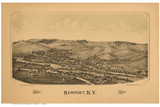 Newport, New York 1890 Bird's Eye View - Old Map Reprint