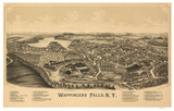 Wappingers Falls, New York 1889 Bird's Eye View - Old Map Reprint