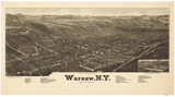 Warsaw, New York 1885 Bird's Eye View - Old Map Reprint