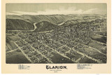 Clarion, Pennsylvania 1896 Bird's Eye View - Old Map Reprint