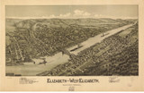 Elizabeth and West Elizabeth, Pennsylvania 1897 Bird's Eye View - Old Map Reprint