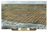 Erie, Pennsylvania 1870 Bird's Eye View - Old Map Reprint