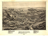 Moscow, Pennsylvania 1891 Bird's Eye View - Old Map Reprint