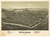 Waynesburg, Pennsylvania 1897 Bird's Eye View - Old Map Reprint
