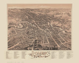 Dover, New Hampshire 1888 Bird's Eye View - Old Map Reprint