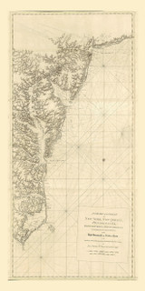 New York to North Carolina - Coastline 1780 - Des Barres V3-23 Reprint - USA Regional