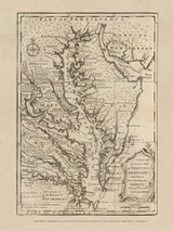 Chesapeake Bay 1747 - Bowen - Old Map Reprint