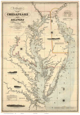 Chesapeake Bay 1862 - Lucas - Old Map Reprint