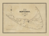 Map of the Island of Nantucket 1838 Wm. Mitchell - Old Map Reprint 1-Town