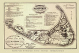 Historical Map of Nantucket 1869 Old Colony Line Rev. R.C. Ewer - Old Map Reprint 1-Town