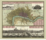 Old Map of London 1740 German - Old Map Reprint