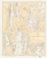 Boothbay Harbor to Bath 1936 Old Map Nautical Chart AC Harbors 2 230 - Maine