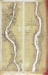Kennebec River Courthouse Point to Augusta 1912 Old Map Nautical Chart AC Harbors 2 289 - Maine