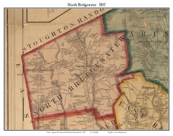 North Bridgewater, Massachusetts 1857 Old Town Map Custom Print - Plymouth Co.