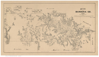 Bandera County Texas 1879 - Old Map Reprint