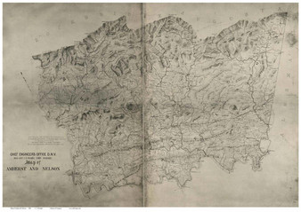 Amherst & Nelson County Virginia 1864 - Old Map Reprint