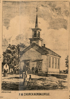 PM Church, Kendallville Village, Wayne, Indiana 1860 Old Town Map Custom Print - Noble Co.