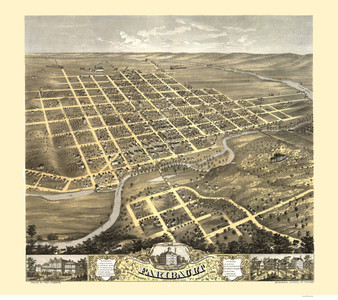 Faribault, Minnesota 1869 Bird's Eye View