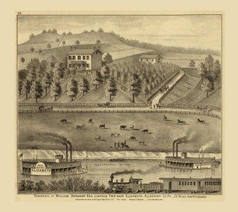 Residence of William Shrader, 1877 - Upper Ohio River and Valley Atlas - Old Map Custom Reprint - USA Regional 52