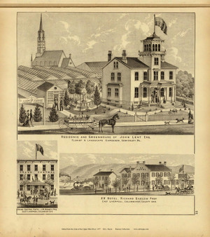 Residence of John Lent, Grand Central Hotel and XX Hotel, 1877 - Upper Ohio River and Valley Atlas - Old Map Custom Reprint - USA Regional 77