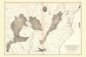 Coal Fields of the United States 1870 - Walker 1870 9th Census Atlas Eastern - USA Atlases