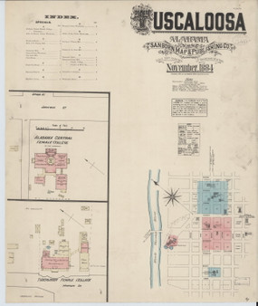 Tuscaloosa, Alabama 1884 - Old Map Alabama Fire Insurance Index