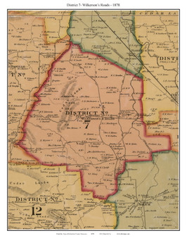 District 7 - Wilkerson's Roads, Tennessee 1878 Old Town Map Custom Print Rutherford Co.