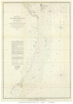 Seacoast of Delaware, Maryland, and part of Virginia, 1852 - Old Map Reprint - USA Regional 1854 Coast Survey 5 NJ - PA - DE